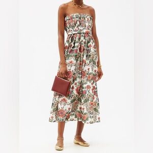 Brock Collection floral taffeta strapless dress.